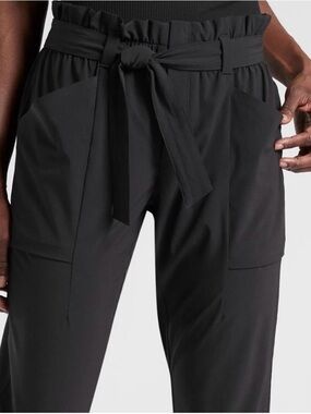 Athleta Skyline Pant II Black Tie-Waist Paperbag Trousers Size 2